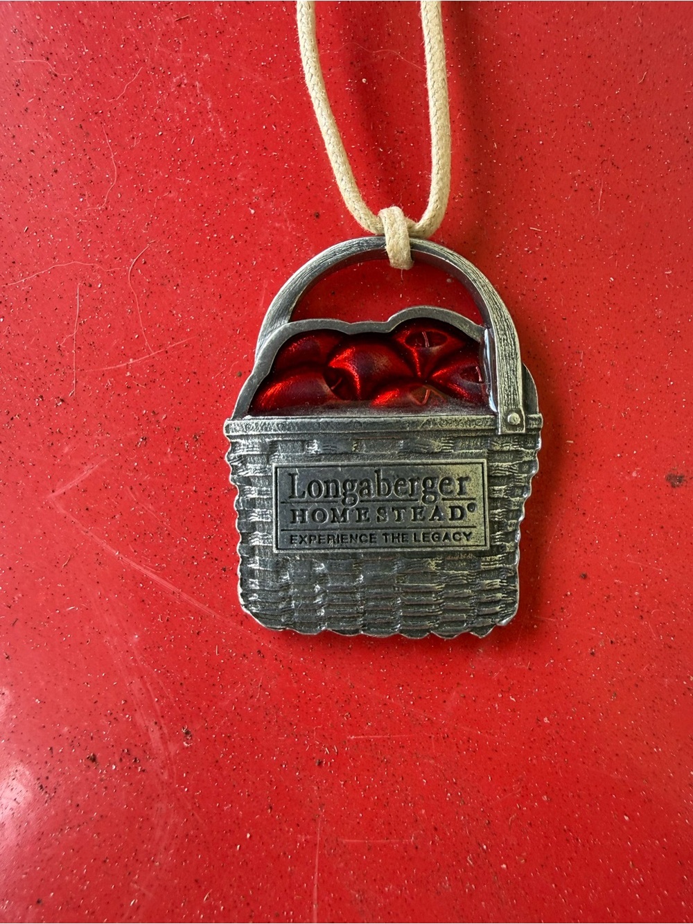Vintage Longaberger Homestead Pewter Berry Basket Ornament / Tie-On